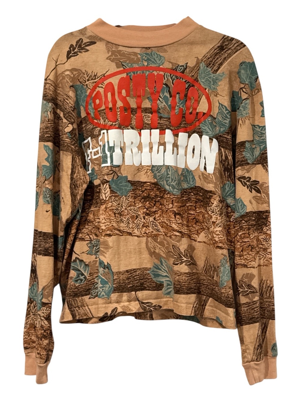 Post Malone Posty Co F-1 Trillion Tan Multi Camo Long Sleeve Tee Size M